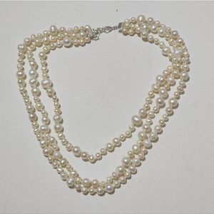 Treska Cultured‎ pearl triple strand choker necklace